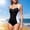 Black, variant on Women's Solid Color Slim Fit Bikini Swimsuit for Casual Wear and Swimming