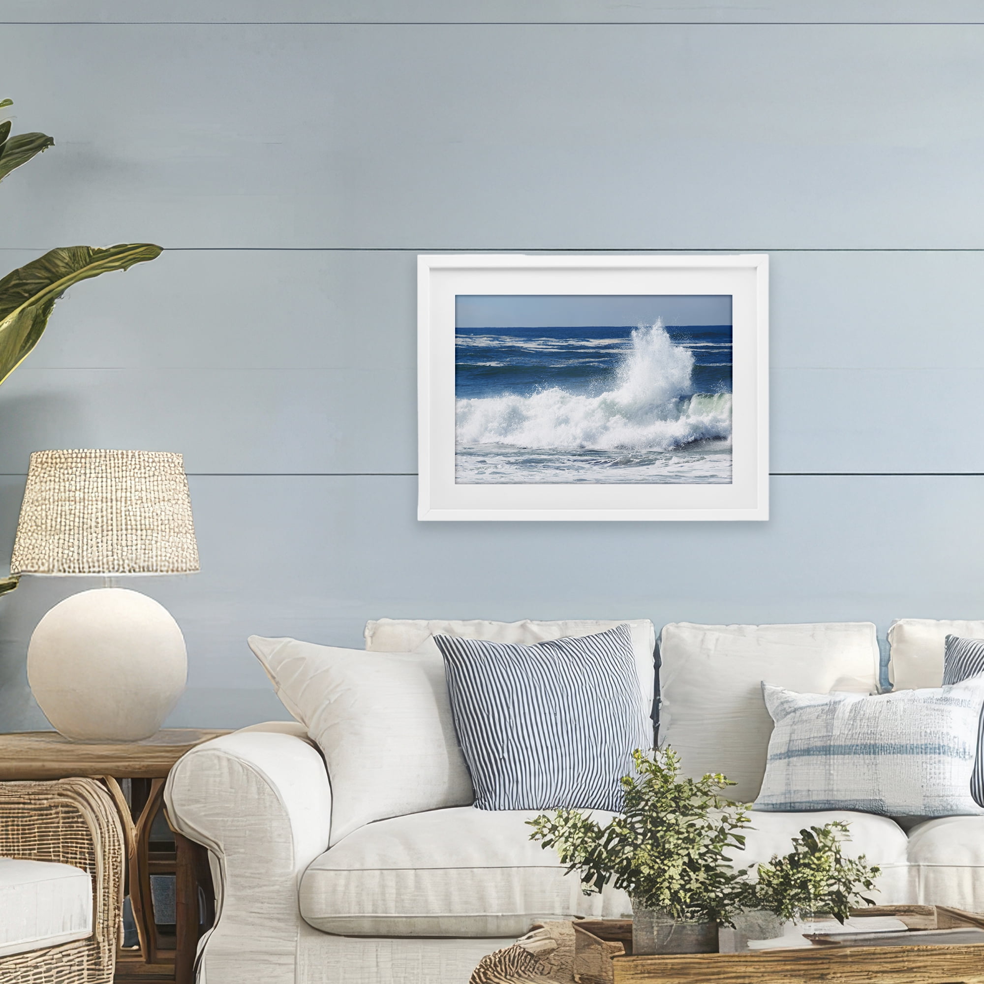 Stupell Industries Crashing Waves Splash White Framed Print Under Glass, design by JLM Photographs