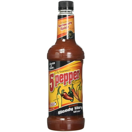 Master of Mixes 5 Pepper Extra Spicy Bloody Mary, 1 Liter Bottle (33.8 Fl