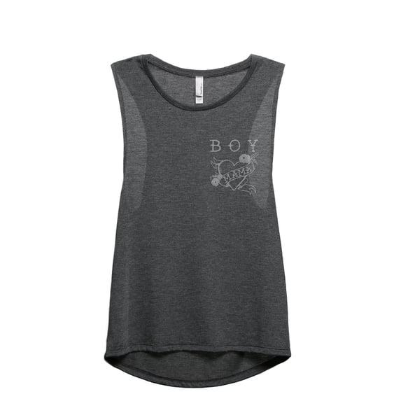 Boy Mama Tattoo Art Women's Fashion Sleeveless Muscle Workout Yoga Tank Top Charcoal Grey Medium