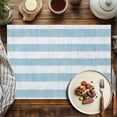 thumbnail image 2 of Placemats Set of 6, Blue Linen Stripes Place Mats Retro Striped Lines Tablemats Washable Placemat Table Decoration for Kitchen Table Dinner Party Home Decor Indoor Outdoor 13x19 Inch, 2 of 9