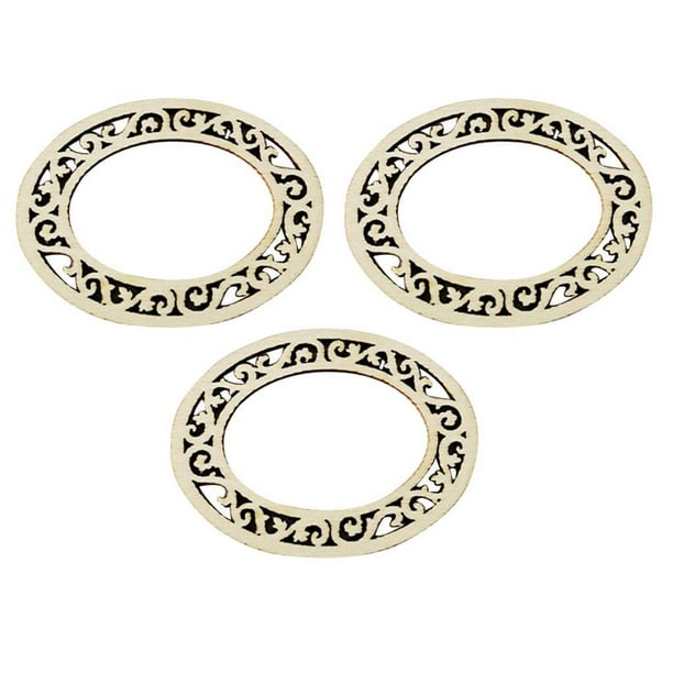 100 piezas de marco de madera MDF recortadas, placas en blanco grabadas, adornos artesanales Oval