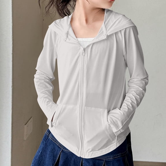 Boys Girls Solid Sun Protection Jacket Long Sleeve Zip Up Lightweight UV Blocking Rashguard Top