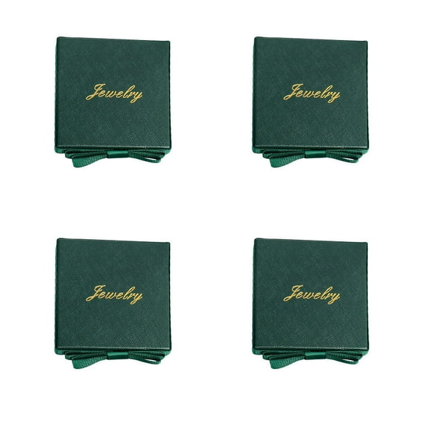 EeaseMX Caja de embalaje para joyas, pendientes y anillos con lazo verde oscuro retro (4 unidades)