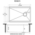 thumbnail image 2 of Ruvati USA RVH8573 27 in. Workstation Slope Bottom Offset Drain Undermount 16 Gauge Kitchen Sink, 2 of 7