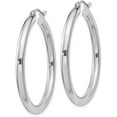 thumbnail image 2 of Sterling Silver Rhodium-plated 3mm Round Hoop Earrings - 36mm, 2 of 6