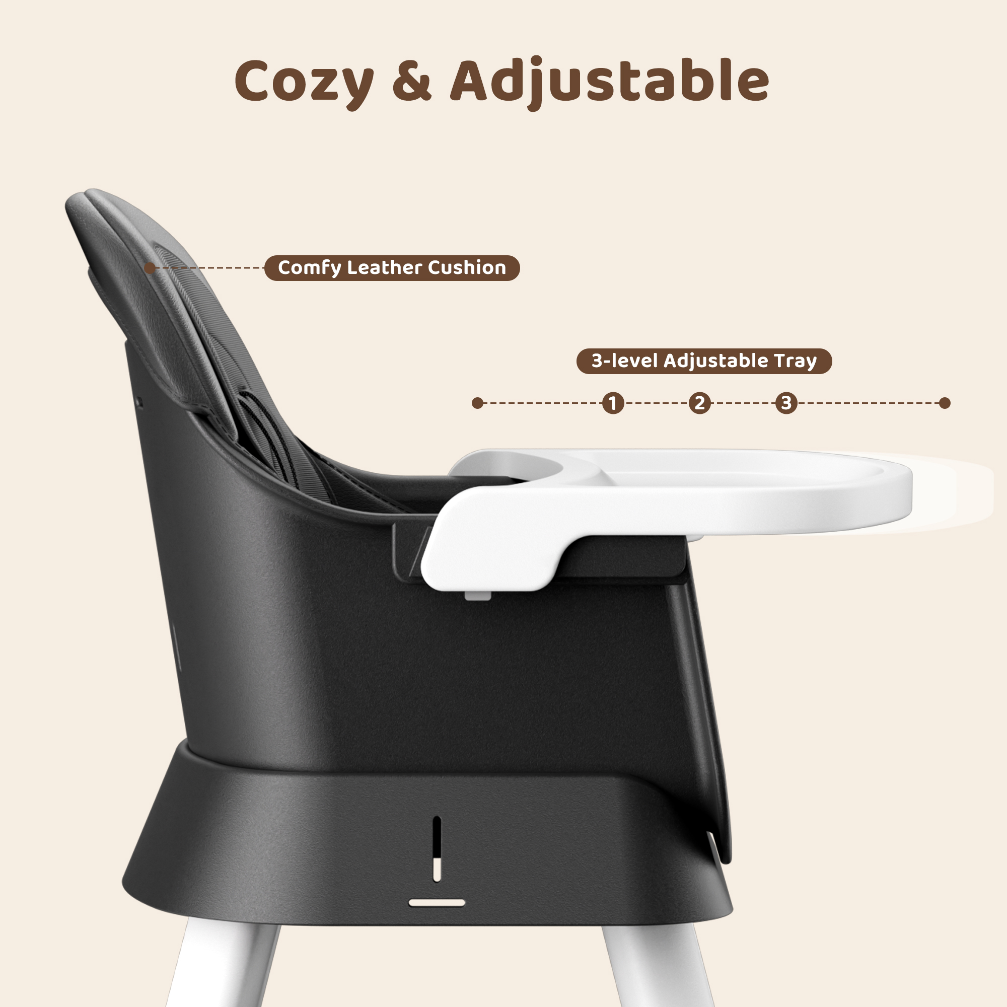 AILEEKISS 8-in-1 Baby High Chair, Black photo 5