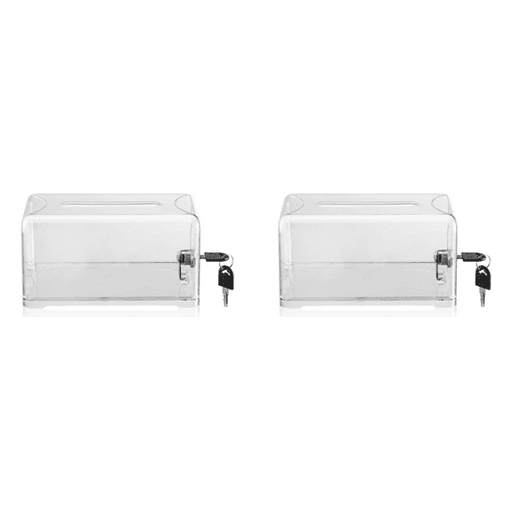 2X Donation Suggestion Box with Lock, Ballot Box,Suggestion Box for Fundraising, Donation, Tip Jars, Raffle Box,2 x Donation Box,Transparent