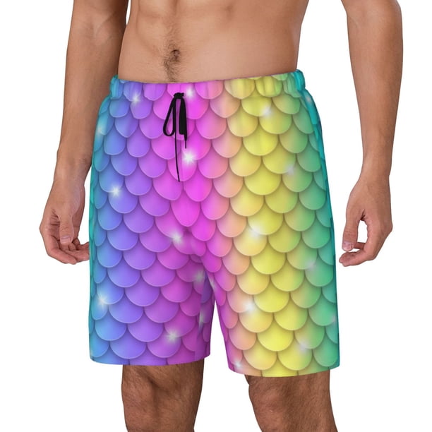 Fotbe Rainbow Scales2 Traje de Baño para Hombre – Shorts de Natación de Secado Rápido con Forro y Bolsillos-XX-Large