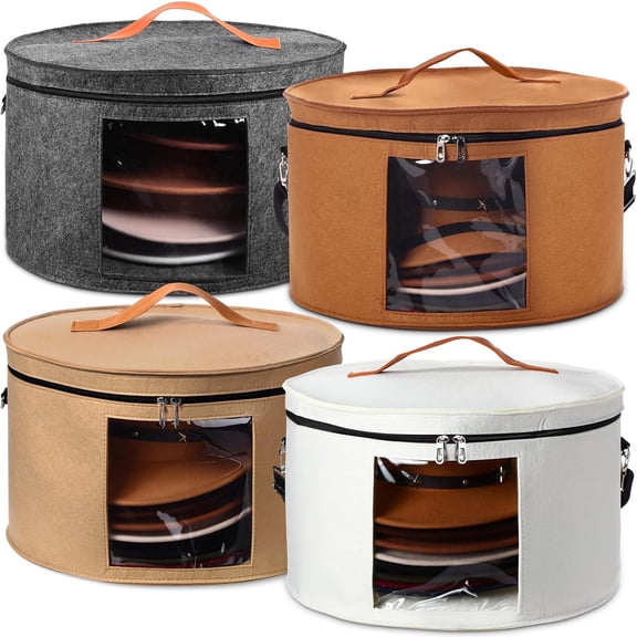 4 Pack Large Round Foldable Hat Box for Women Storage Holds up to 6-10 Hats Cowboy Hat Box with Lid Handles Closet Cowboy Case Organizer Clothes Case for Travel Gift(Multicolor,Felt)