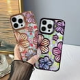 thumbnail image 7 of for iPhone 13/14 Case 6.1 Inch,Clear 3D Flower Phone Case for Women Girls Luxury Plating Floral Case Cover Aesthetic Shockproof Anti-Scratch Transparent Case for iPhone 13/14,Blue, 7 of 7