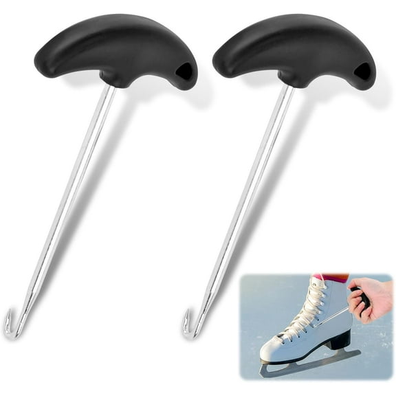 Shoe Lace Tightner, Stainless Steel Plastic Hockey Skate Tightener Tool, Portable Shoe Lace Puller Ice Roller Skate Tool for Ice-Skates Figure-Skates Boots Shoes, 2 Pcs