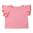 thumbnail image 1 of Toddler Baby Girl Summer Basic Plain Ruffle Sleeve Cotton Tops, 1 of 4