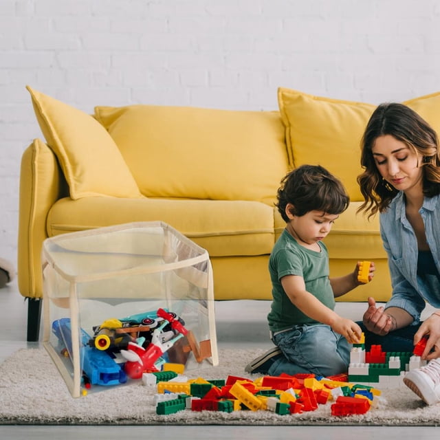 Feltree Boîte de Rangement Transparente pour Blocs de Jouets et Poupées, Sac de Rangement et d'Organisation Ménager Multifonction Grande Capacité