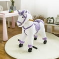 thumbnail image 2 of Kinbor Kids Ride on Rocking Plush Toy Walking Horse W/ Wheels & Neigh Sound, White, 2 of 8