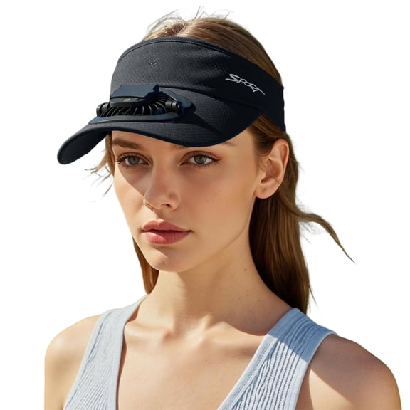 Shadoumai Sun Visor Hats with Fan,Solar Powered Cooling Baseball Chapeau Breathable UV Protection,USB Charging for Men Women Unisex