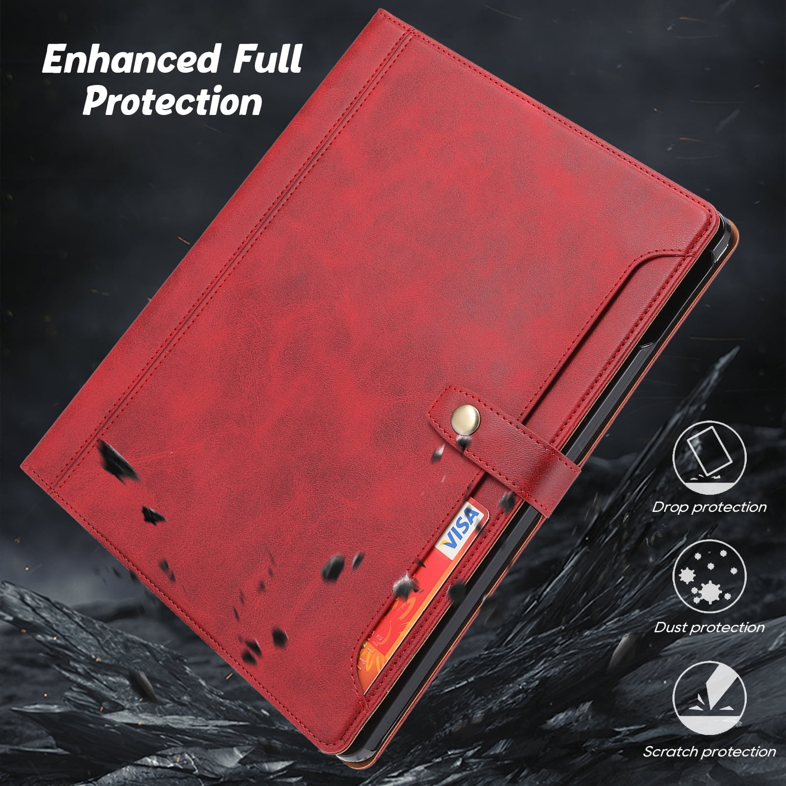 Flip Case for Apple iPad Pro 11 Inch 2024 M4, iPad Pro 11" Case 2024, with Pencil Holder Smart Cover Auto Sleep Wake Protective Documents Pocket Stand Snap Closure Case for iPad Pro 11" 2024, Red