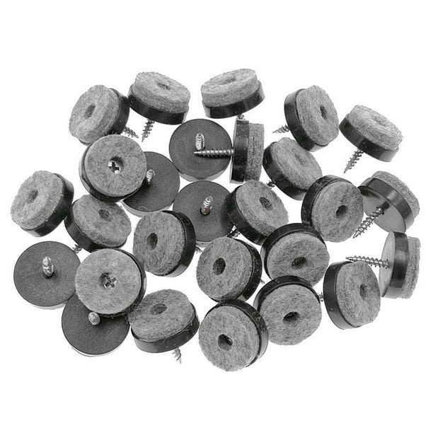 Alimitopia 40 Piezas Almohadillas De Fieltro Para Muebles Atornillables Deslizante Para Silla Protector De Piso De Madera Dura Para Patas De Madera De Muebles De Mesa De Silla (F20 Mm O 0,8 ""; Negro)