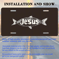 thumbnail image 3 of 1 Pcs 2D Flat License Plate Covers & Frames, Fish with Jesus For Decorative Front, Waterproof For Decoration Aluminum License Plate Covers & Frames Cover For Men Women, 12" X 6", 3 of 7