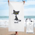 thumbnail image 1 of Toalla de playa divertida con diseño de gato siamés, de aspecto triste, de microfibra, suave, para desfiles, natación, yoga, para mujeres y hombres, 1 of 4