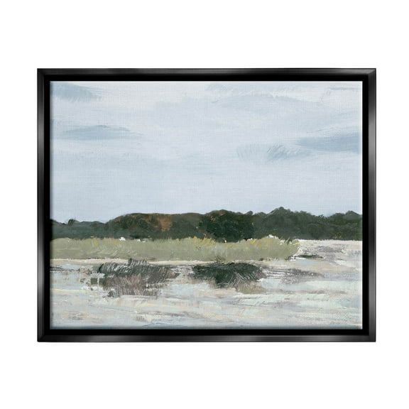 Coastal Vast Hills Landscape Landscape Painting Jet Black Framed Art Print Wall Art