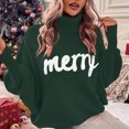 thumbnail image 2 of yoeyez Christmas Sweater for Women Turtleneck Knitted Pullover Outerwear Batwing Long Sleeve Jumper Tops Merry Christmas Sweaters, 2 of 7