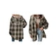 thumbnail image 3 of Chaqueta de Franela con Capucha para Mujer, Estilo Cuadros, Abrigo Grueso de Invierno, con Botones, Cálida y Suave, de Forro . Verde Oliva M, 3 of 6