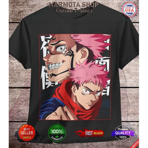RARE Sukuna Ryomen Jujutsu Kaisen T-Shirt Itadori Gojo Anime Japanese Tee Shirt JJK