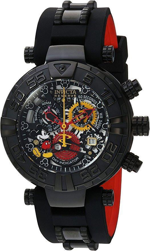 Invicta Men's Disney Limited Edition 22735 Black Watch Swiss Chrono  Skeleton Dial
