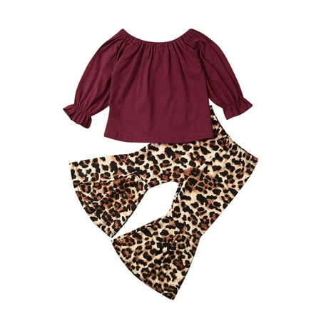 

Toddler Baby Girl Cotton Tops T-shirt Flared Pants Bell Bottom Autumn Outfits