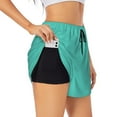 thumbnail image 2 of Haiem Teal Turquoise Women's 2 in 1 Running Shorts - Lightweight Athletic Workout Gym Yoga Breathable Sports Shorts Liner with Phone Pockets-Small, 2 of 9