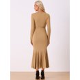thumbnail image 3 of DARING DIVA Sweater Ribbed Knit Bodycon Long Maxi Fishtail Dress XL Khaki, 3 of 6