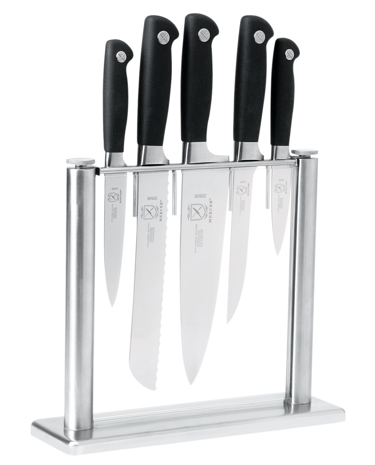 Mercer Culinary Genesis 6 Piece Forged Knife Block Set Tempered Glass Block Walmart Com Walmart Com