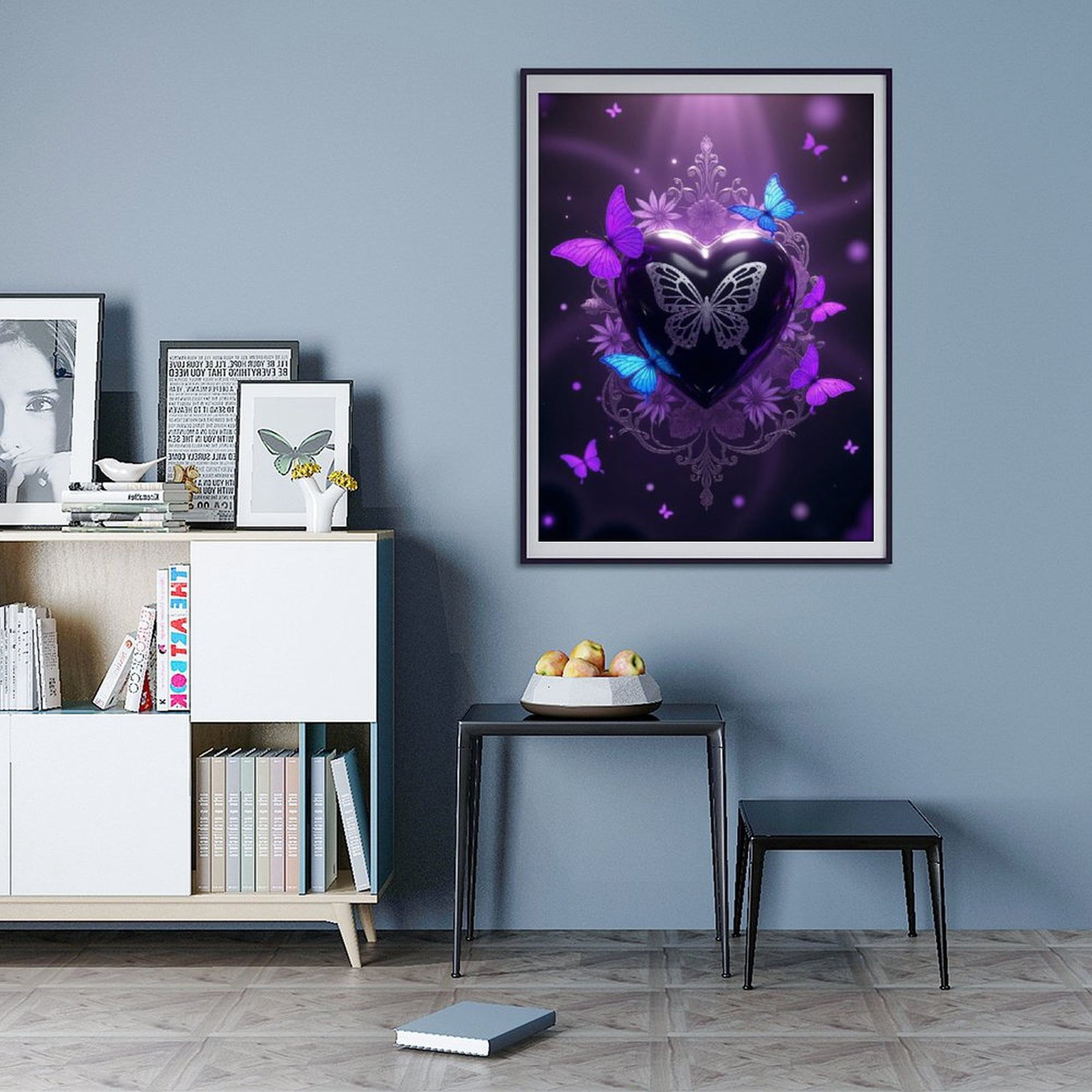 Diamond Art Kits for Adults - 5d Purple Heart Butterflies Design Diamond Painting for Adults, Diamond Art for Adults Beginners, Diamond Painting Kits for Adults for Home Wall Decor