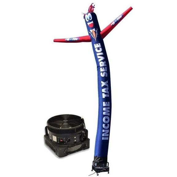 20ft Inflatable Tube Man Guy Puppet Dancer - Income Tax Service E-File Blue/Red - Complete with 1HP 2 Speed Air Blower