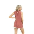 thumbnail image 3 of Womens Ruffle Neck Tank Tops Shirred Frill Dot Sleeveless Blouse Shirts Pink M, 3 of 9