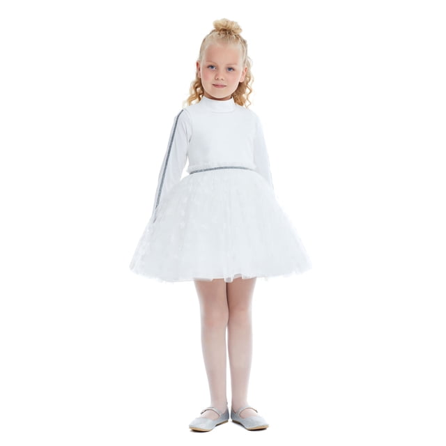 Ensemble 2 Pcs pour Fille avec Robe Sans Manches et Chemise à Manches Longues