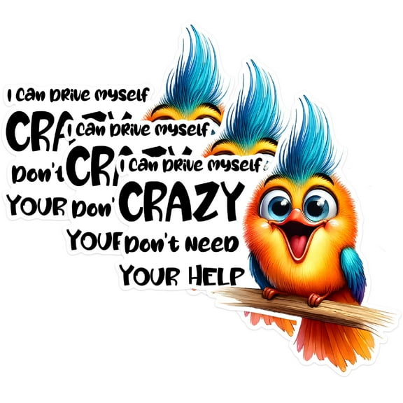 (3 Pack) Crazy Bird Decals - Funny Animal Decal - Laptop Decal - 3 Inches On Longest Side - Easy Peel & Apply - Made in USA - 3MCS1712
