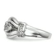 thumbnail image 3 of Sterling Silver Rhodium-plated Polished and Textured Fancy CZ Ring QR6530, 3 of 4