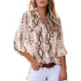thumbnail image 4 of Women's Brown Wild Snake Print Shirt with Pockets, 4 of 4