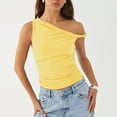thumbnail image 2 of Women Summer 2025 Casual Sleeveless V Neck Asymmetric One Shoulder Ruffle Fitted Sexy Top for Clubwear and Night Out, 2 of 5
