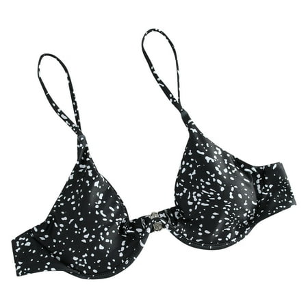 Swimsuit Women Women Cow Print Underwire Bikini Top Bandeau Bandage Bikini Push Up Brazilian Swimwear Beachwear Tops Womens Swimsuits Polyester Black L