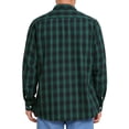 thumbnail image 3 of Camisas de hombre de ajuste slim de cuadros en colores contrastantes con bolsillo, negras y verdes, 3 of 7