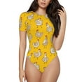 thumbnail image 2 of Goofa Funny Chicken Printed Women Rash Guard Short Sleeve,Tummy control Swimsuit Surfing Swimsuit Bathing Suit One Piece Swimsuit UPF 50-Small, 2 of 9