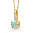 thumbnail image 3 of Gem Stone King 10K Yellow Gold Mercury Mist Mystic Topaz and White Lab Grown Diamond Pendant Necklace for Women (0.60 Cttw, Round 5MM, Gemstone, with 18 inch Chain), 3 of 5
