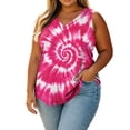 thumbnail image 6 of Qingpeng Womens Plus Size Swirl Tie Dye Tank Tops V Neck Sleeveless Curved Hem Loose Fit Soft Casual Summer Daily Shirts, 6 of 8