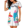 thumbnail image 2 of Fotbe Gnomes Summer Bata de Dormir para Mujer con Estampado, Camisón de Algodón de Manga Corta, Ropa de Dormir Casual, 2 of 6