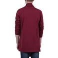 thumbnail image 3 of INSPIRE CHIC Men's Sweaters Shawl Collar Pockets High-Low Hem Long Cardigan 42 Red, 3 of 7