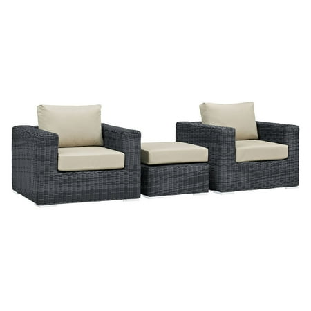 Modway Summon 3 Piece Outdoor Patio Sunbrella Sectional Set