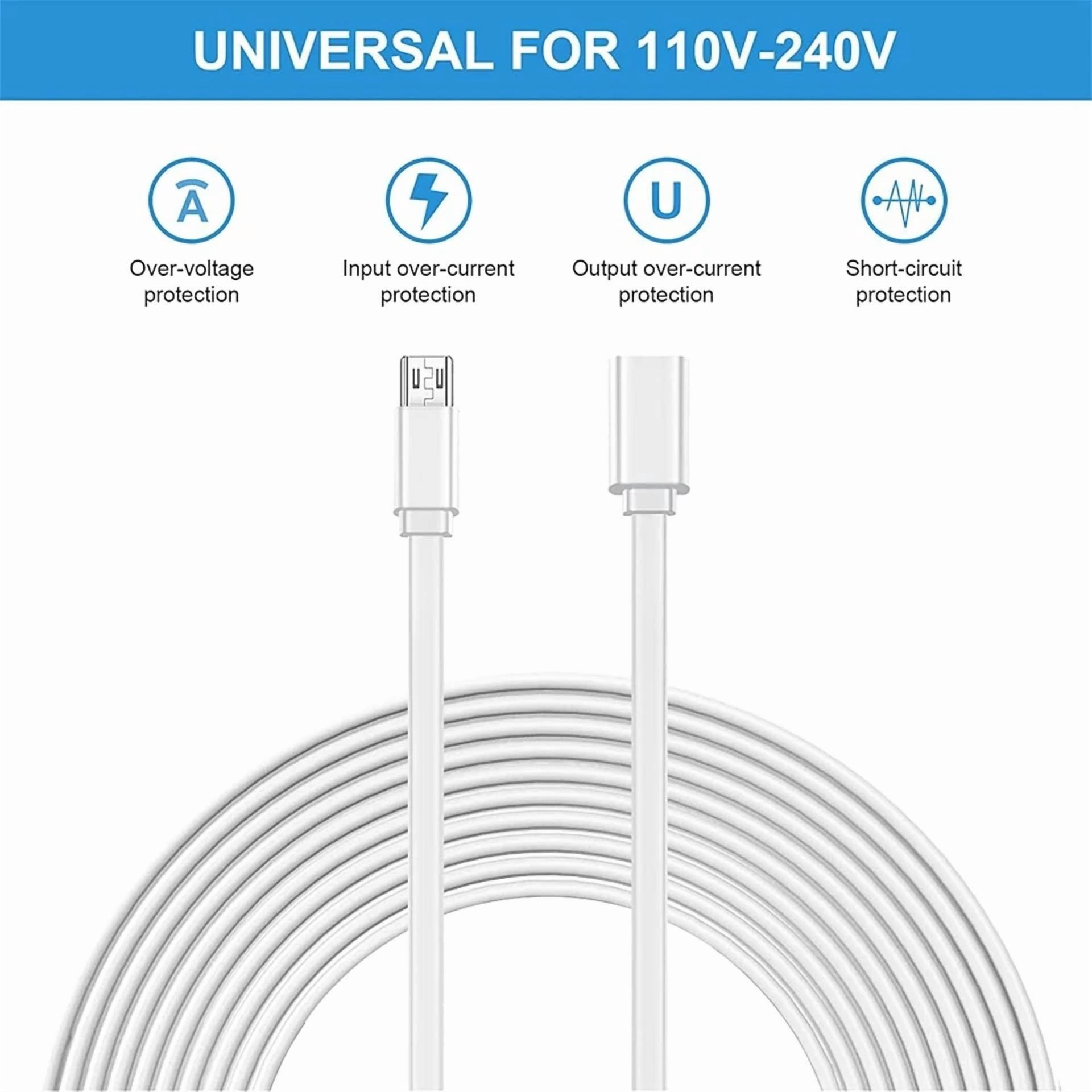 BUTTERFLY- 10Ft Micro Usb Power Extension Cable For Wireless Security Cameras 2 Pack